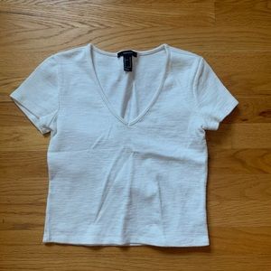White V-Neck Crop Top
